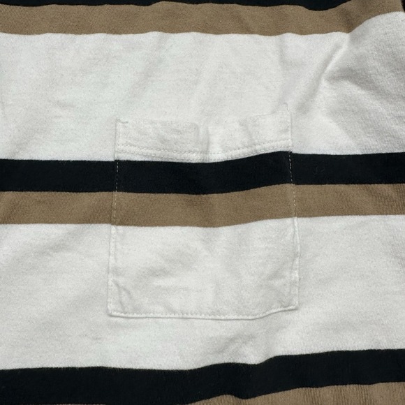 J.Crew Men's XL Striped Long Sleeve Pocket T Shirt White Black Tan Crewneck - Picture 5 of 13